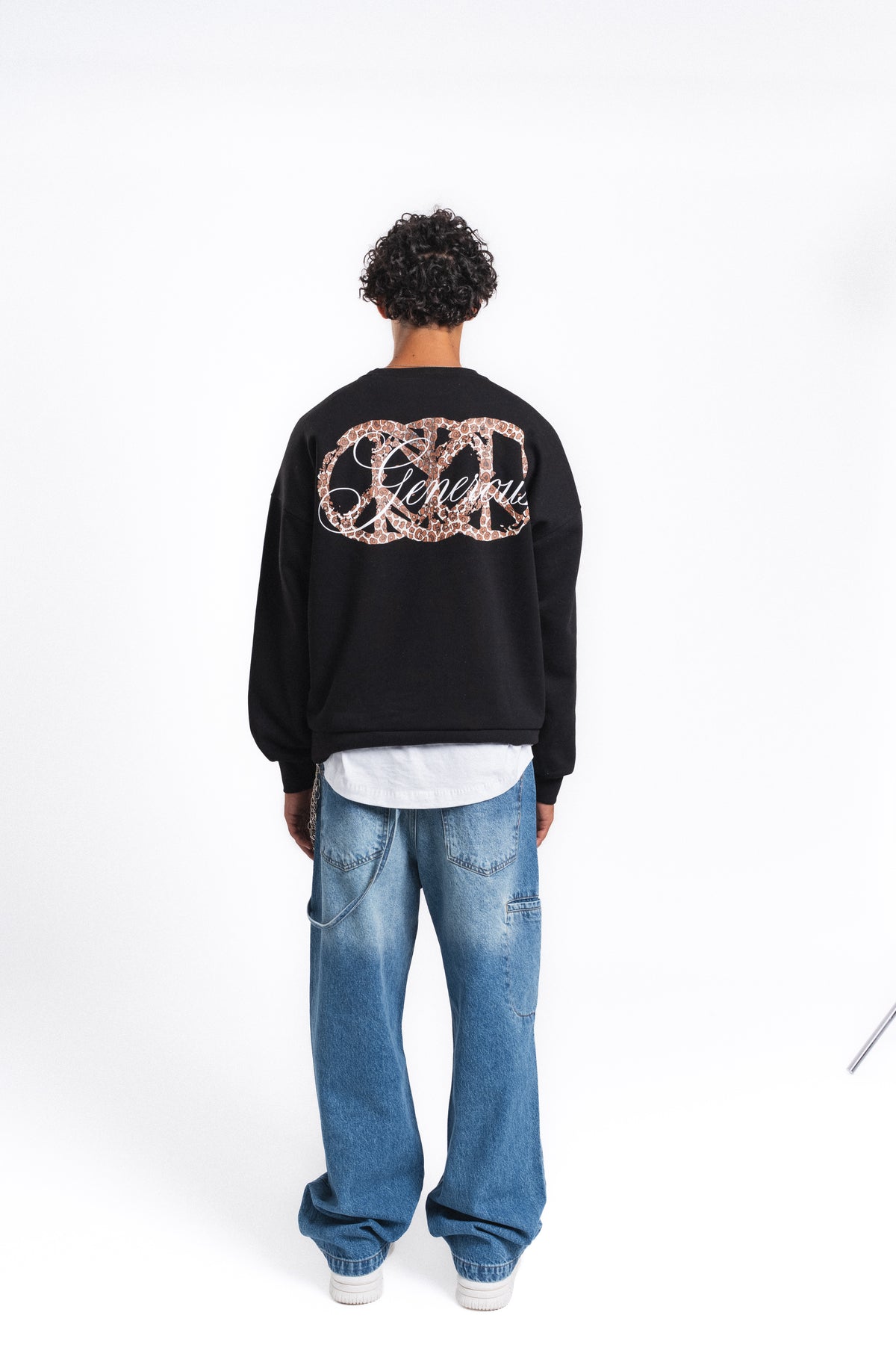 Generous Leopar Grafik Sweatshirt Siyah