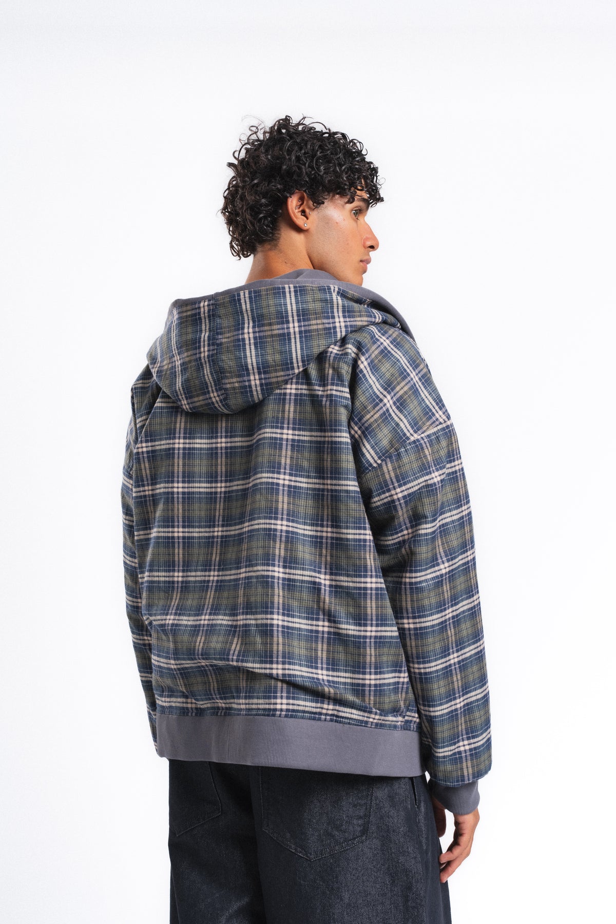 Switch Kareli Çift Taraflı Fermuarlı Hoodie Antrasit