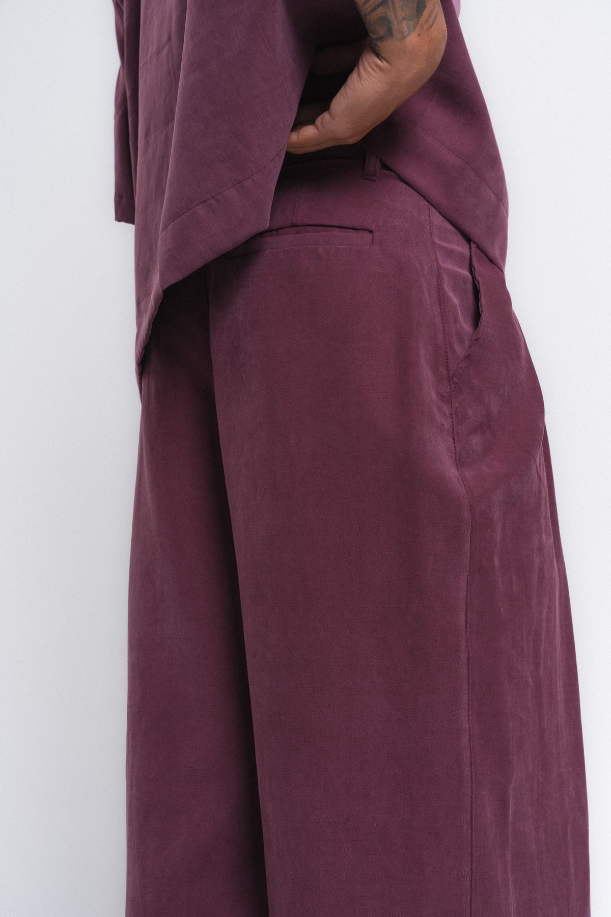 Natural Rahat Kesim Kumaş Pantolon Bordo ürün görseli 6