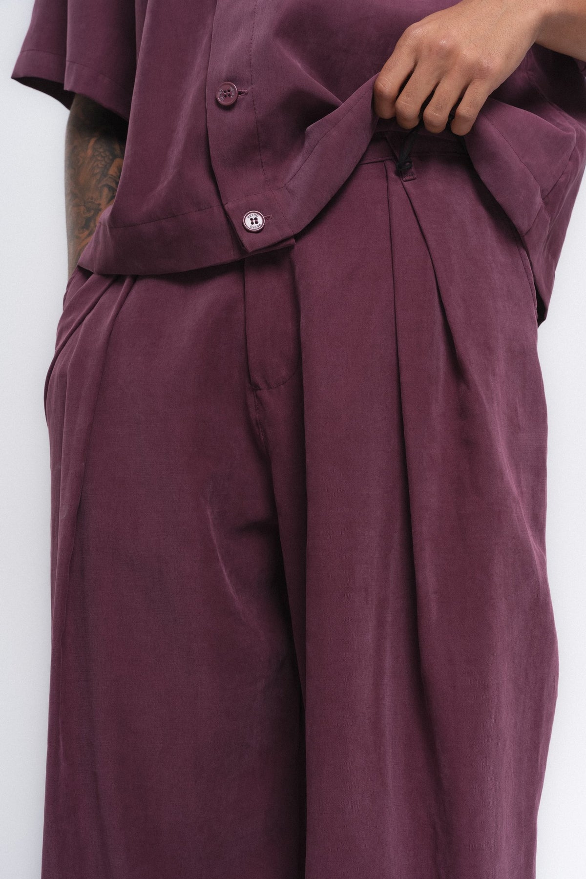 Natural Rahat Kesim Kumaş Pantolon Bordo ürün görseli 7