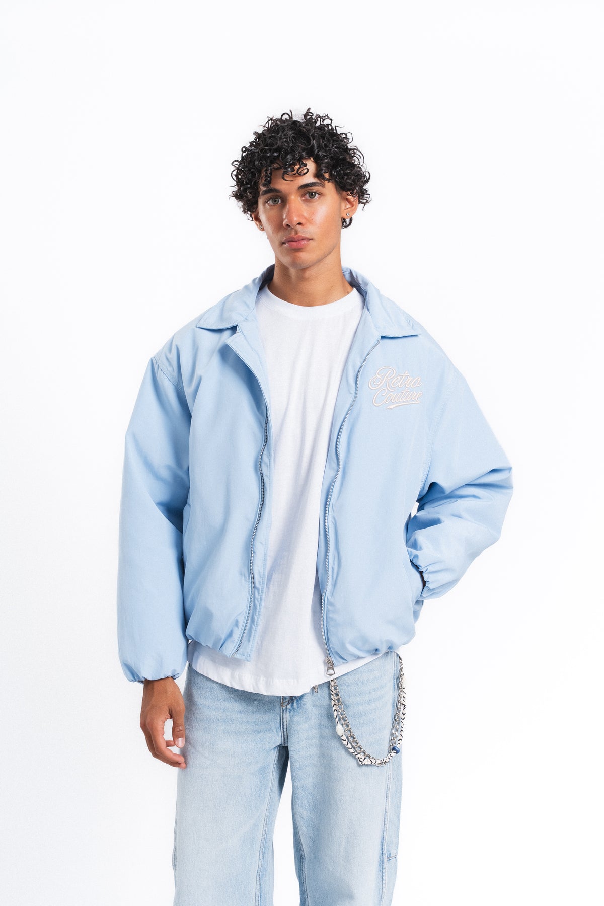 Couture Nakışlı Bomber Ceket Mavi