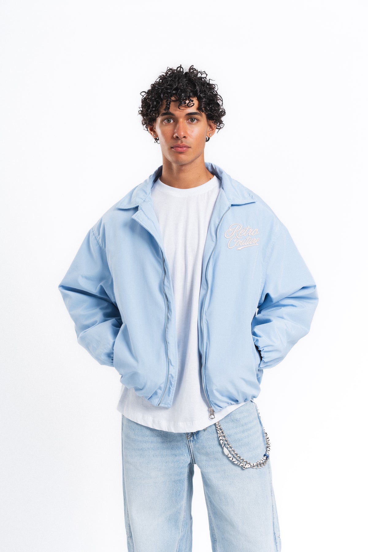 Couture Nakışlı Bomber Ceket Mavi