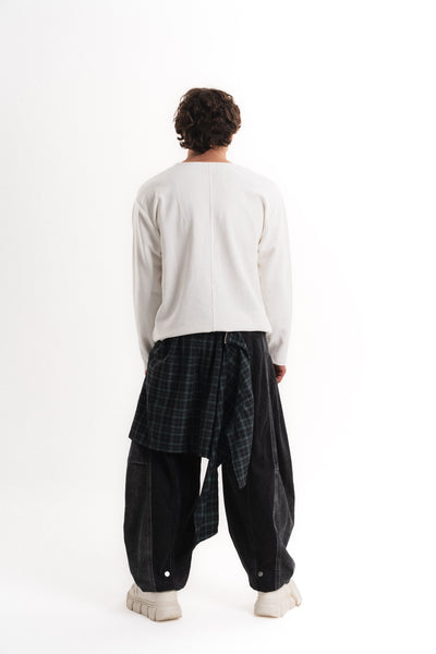 Düğme Patlı Oversize Selanik Üst - Beyaz