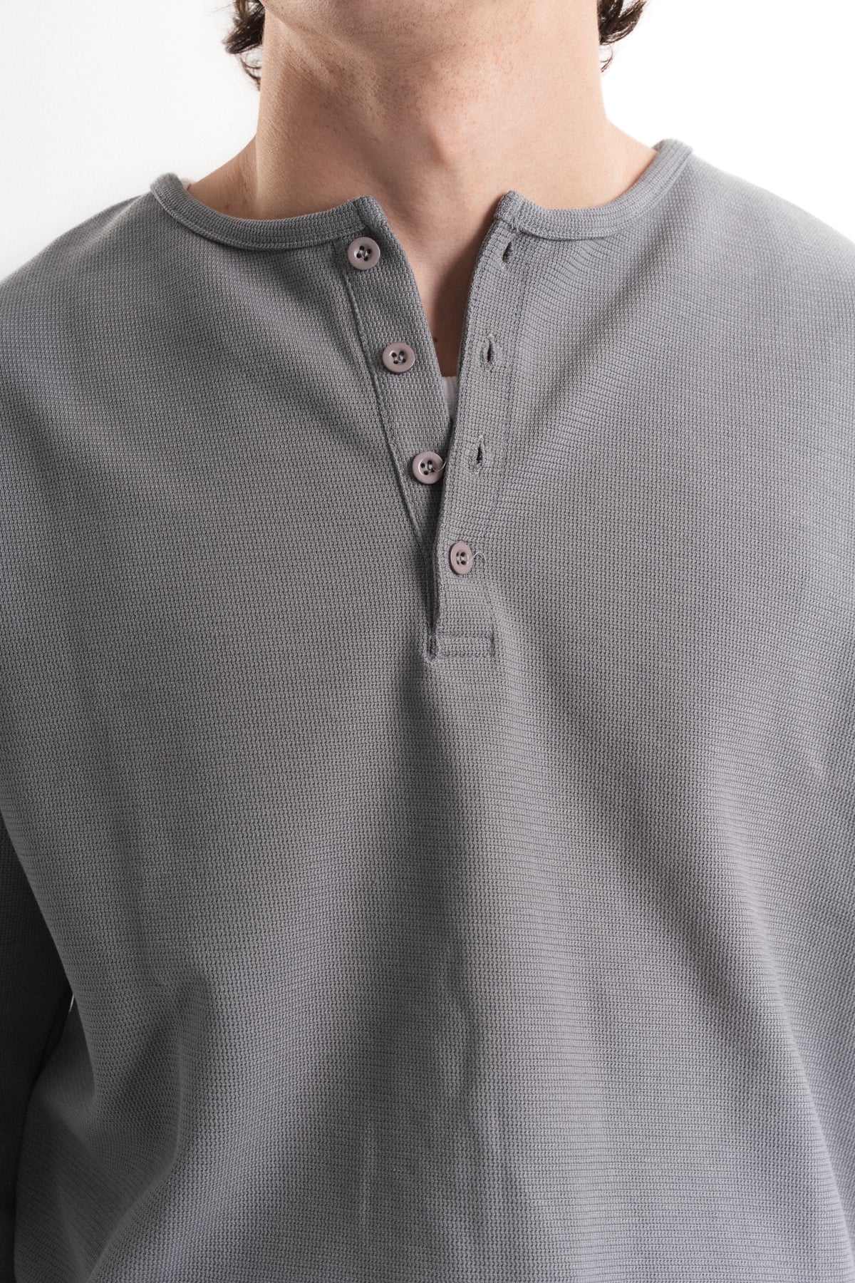 Düğme Patlı Oversize Selanik Üst - Gri