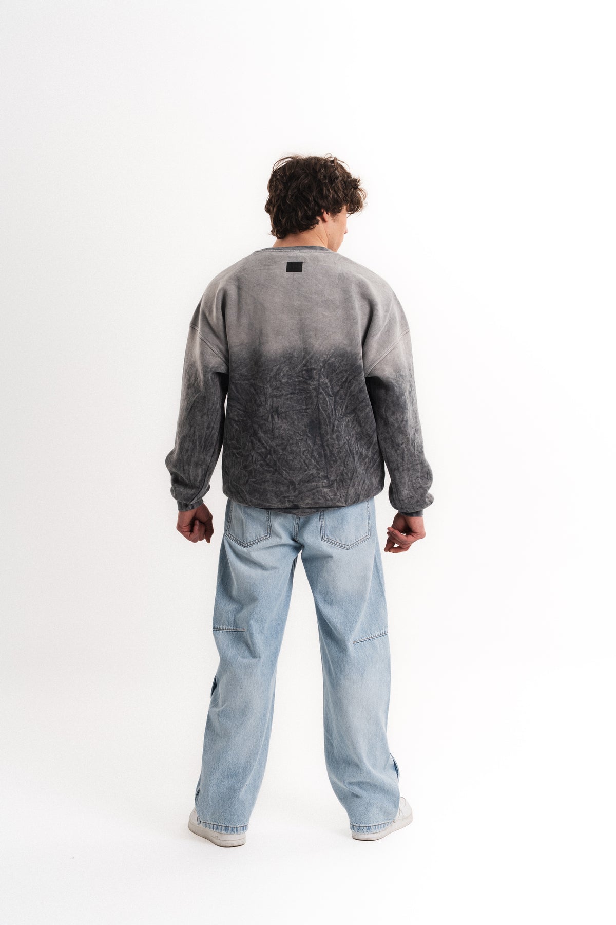 Yıkamalı Oversize Bisiklet Yaka Sweatshirt - Antrasit