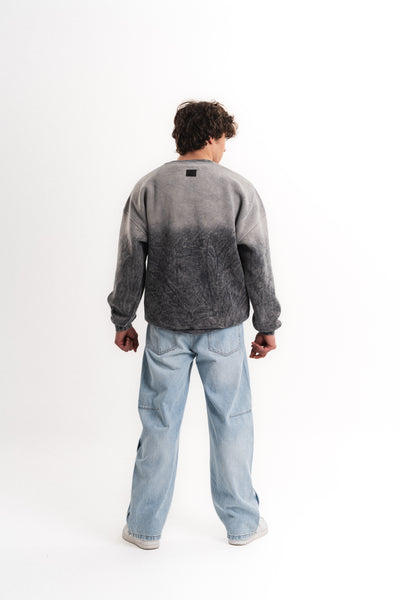 Yıkamalı Oversize Bisiklet Yaka Sweatshirt - Antrasit