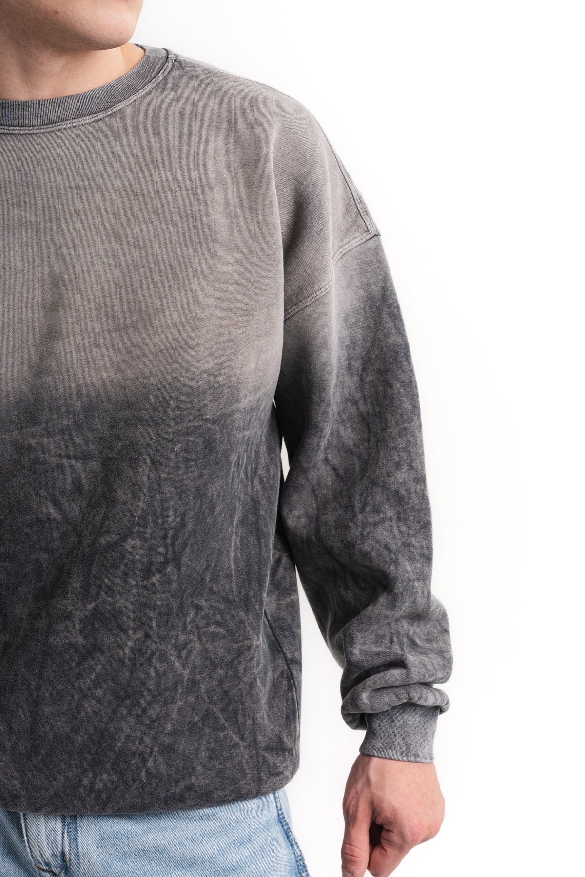 Yıkamalı Oversize Bisiklet Yaka Sweatshirt - Antrasit