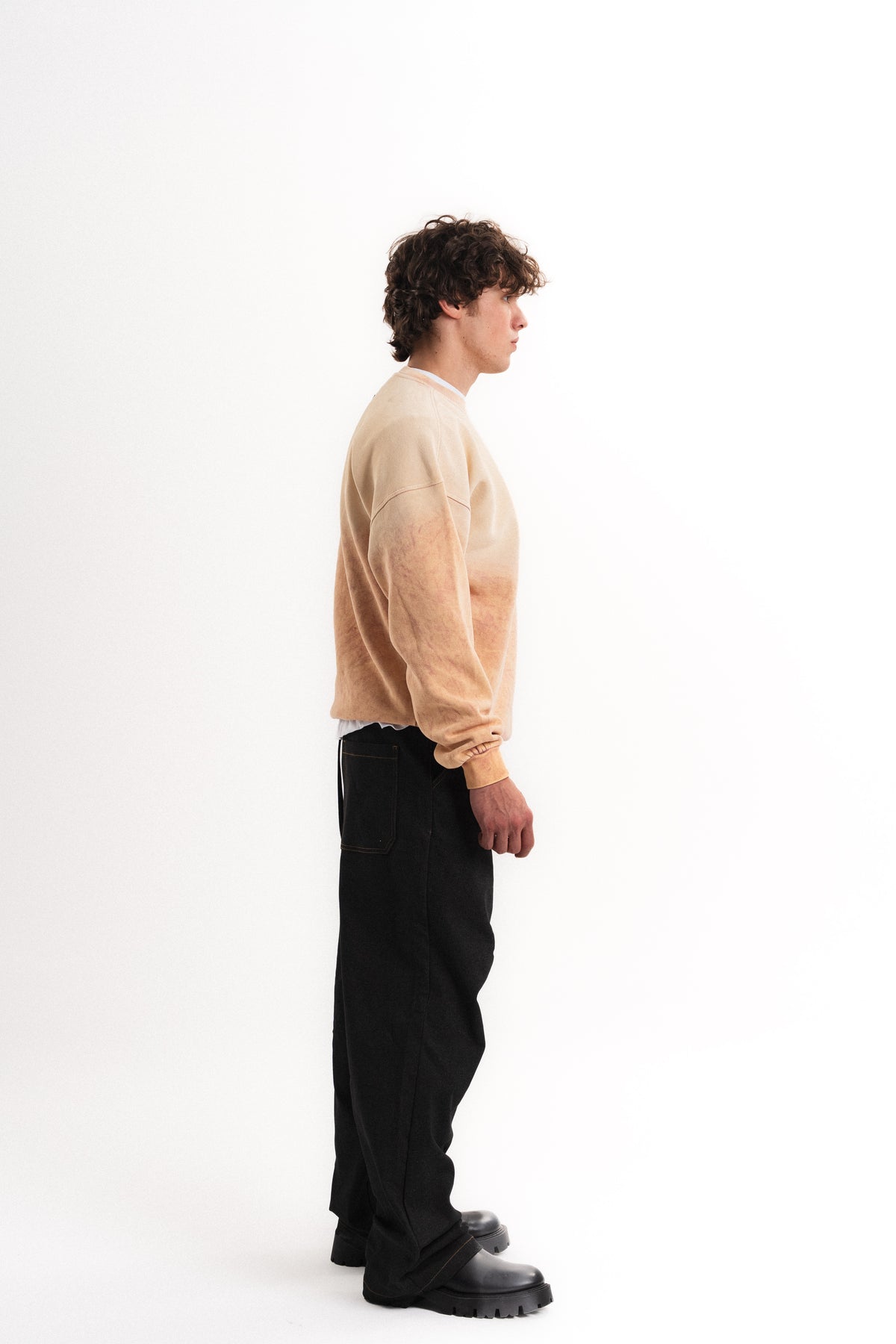 Yıkamalı Oversize Bisiklet Yaka Sweatshirt - Şeftali