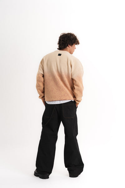 Yıkamalı Oversize Bisiklet Yaka Sweatshirt - Şeftali