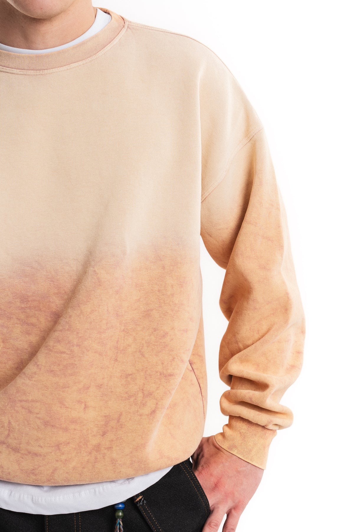 Yıkamalı Oversize Bisiklet Yaka Sweatshirt - Şeftali