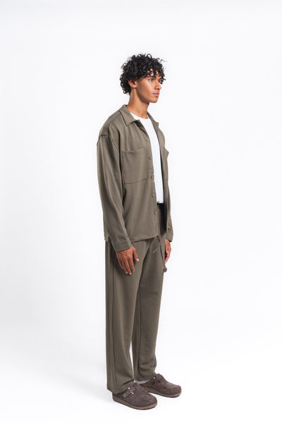 Flow Çift Cep Rahat Kesim Overshirt Gömlek Haki