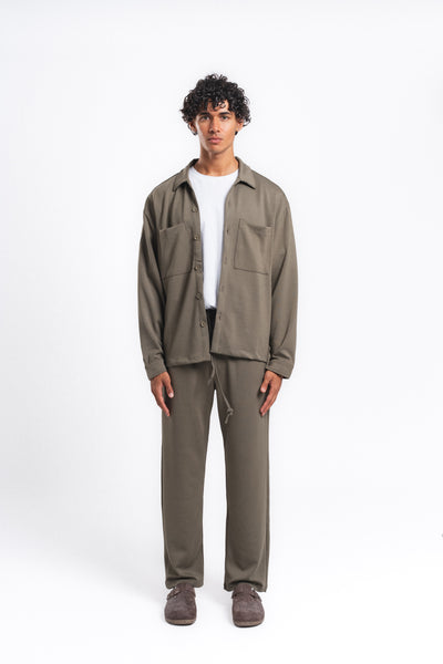 Flow Çift Cep Rahat Kesim Overshirt Gömlek Haki