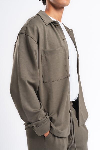 Flow Çift Cep Rahat Kesim Overshirt Gömlek Haki