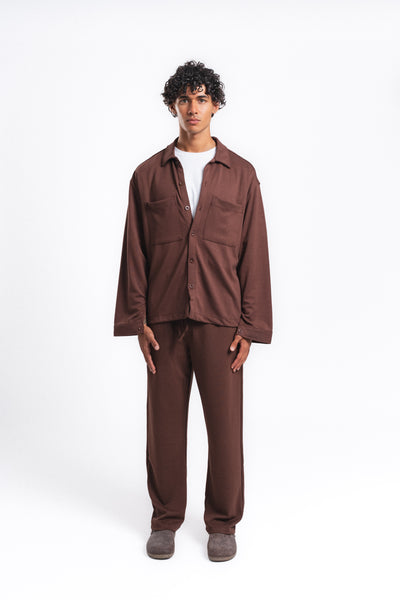 Flow Çift Cep Rahat Kesim Overshirt Gömlek Kahve