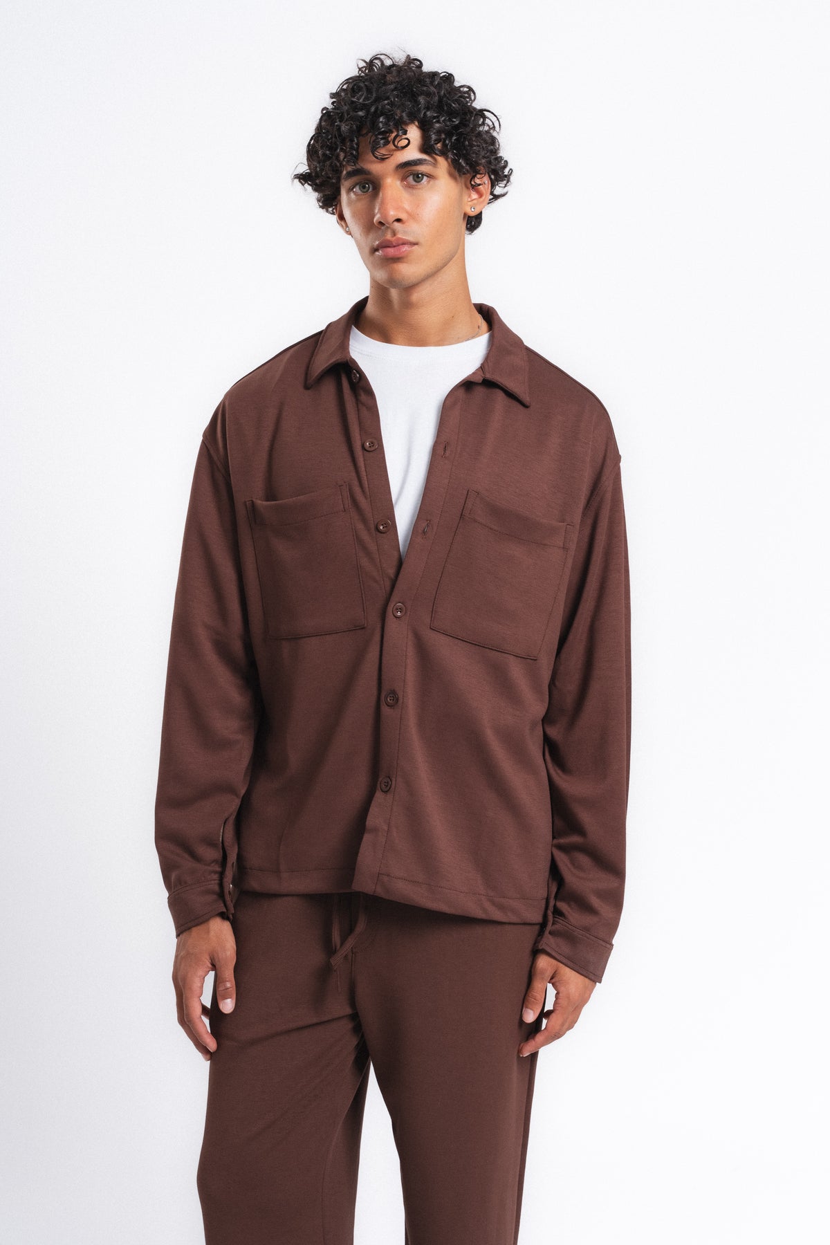 Flow Çift Cep Rahat Kesim Overshirt Gömlek Kahve