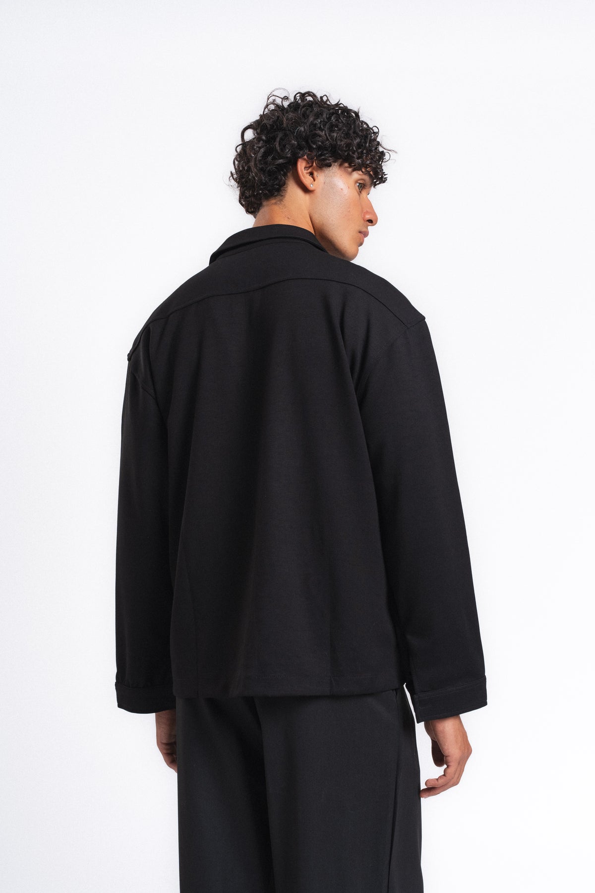 Flow Çift Cep Rahat Kesim Overshirt Gömlek Siyah