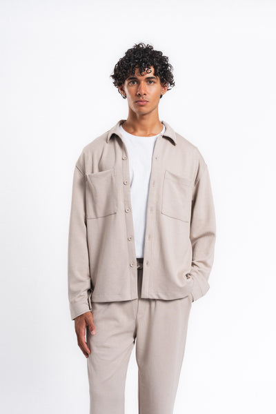 Flow Çift Cep Rahat Kesim Overshirt Gömlek Taş