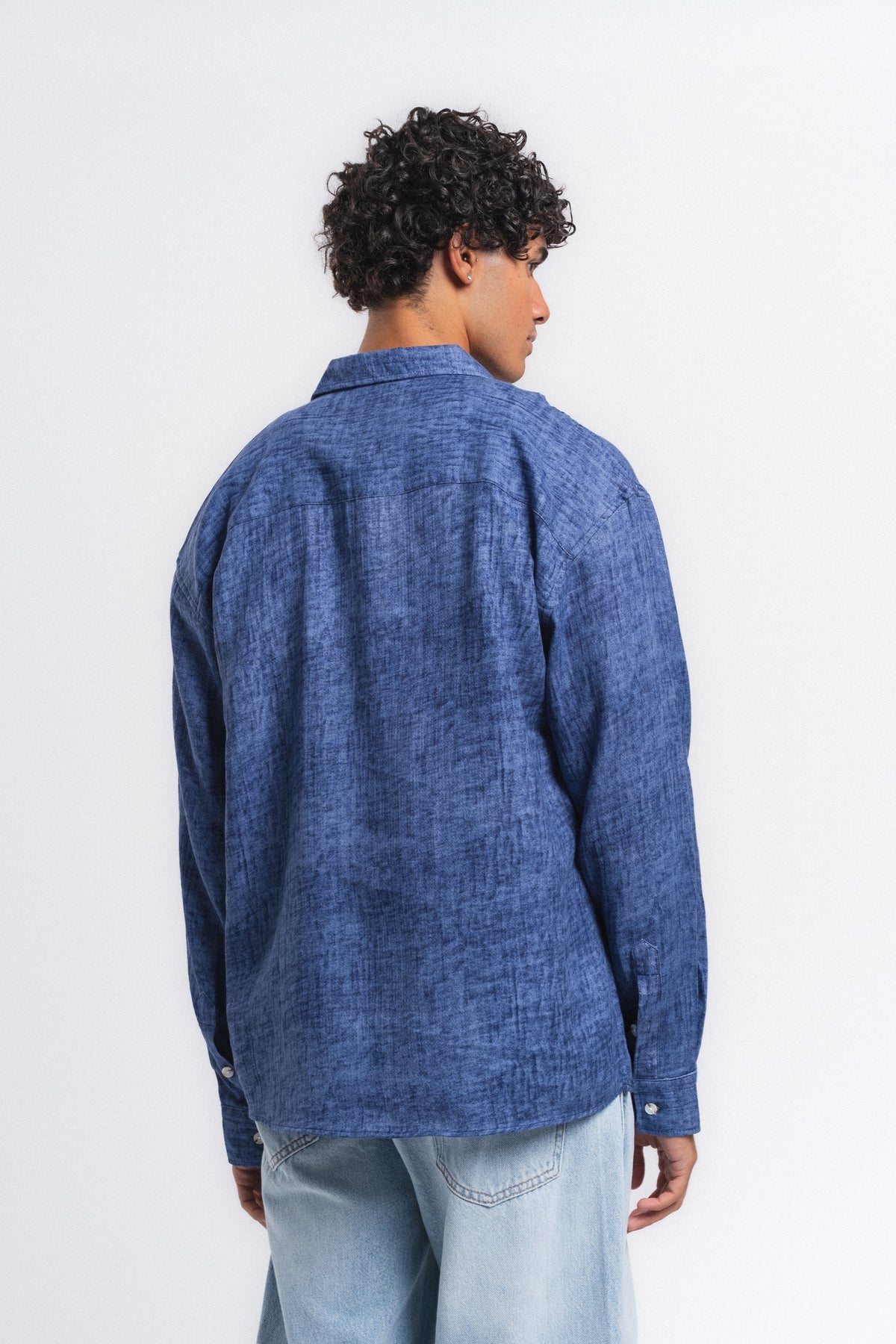 Washed Yıkamalı Müslin Gömlek Lacivert ürün görseli 8