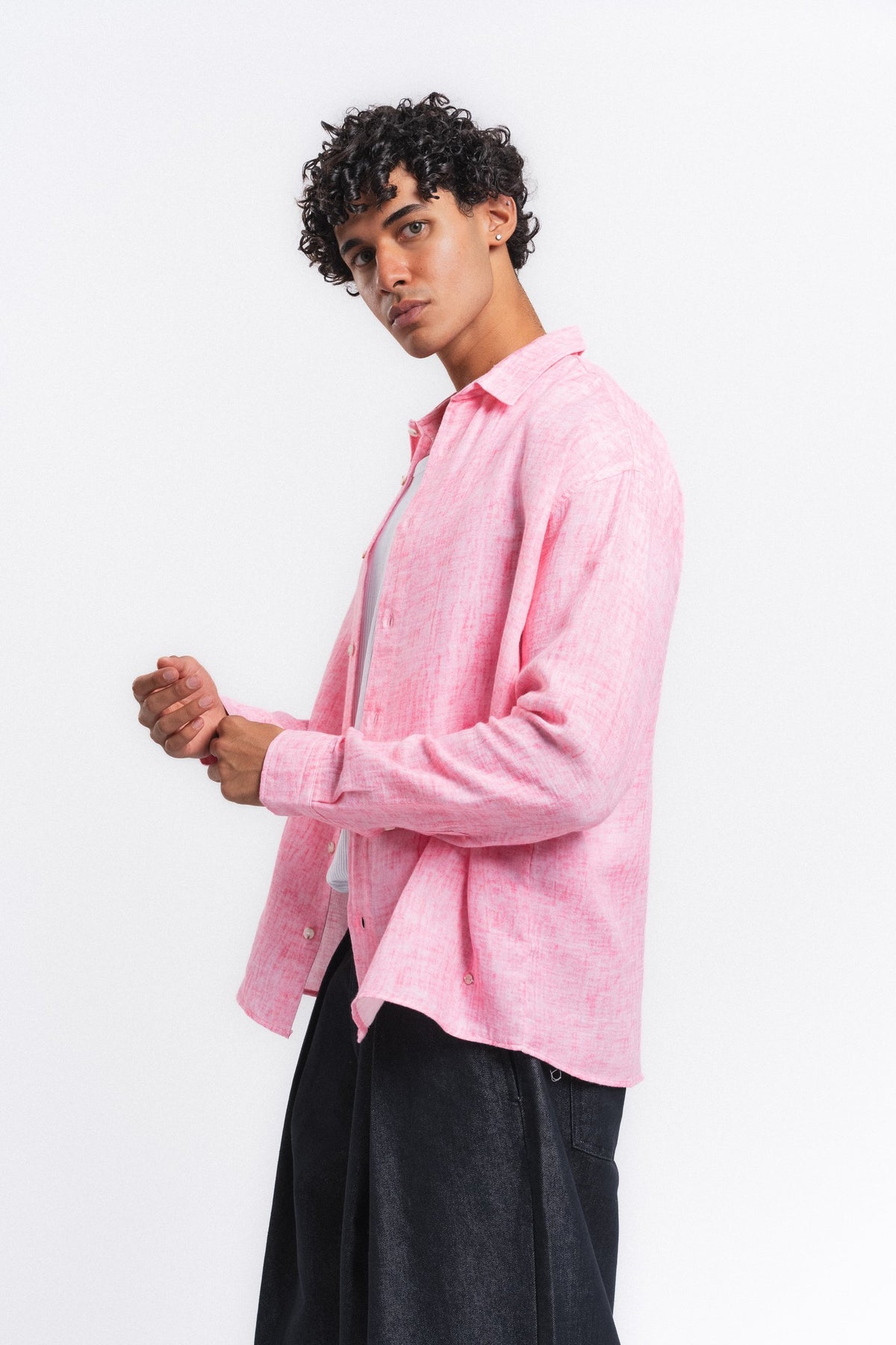 Washed Yıkamalı Müslin Gömlek Pembe ürün görseli 4
