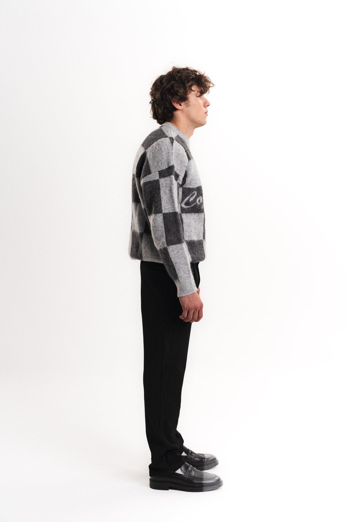 Oversize Bisiklet Yaka Triko Gri