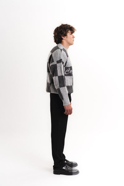 Oversize Bisiklet Yaka Triko Gri