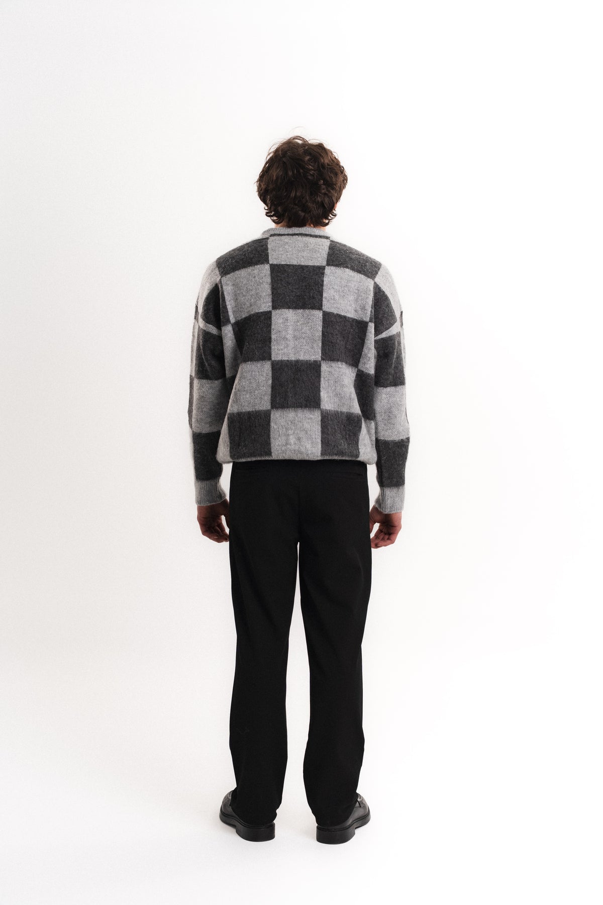 Oversize Bisiklet Yaka Triko Gri