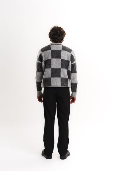 Oversize Bisiklet Yaka Triko Gri