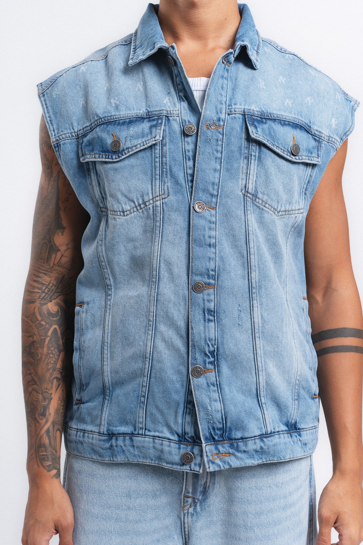 Rogue Kolsuz Denim Yelek Mavi ürün görseli 13