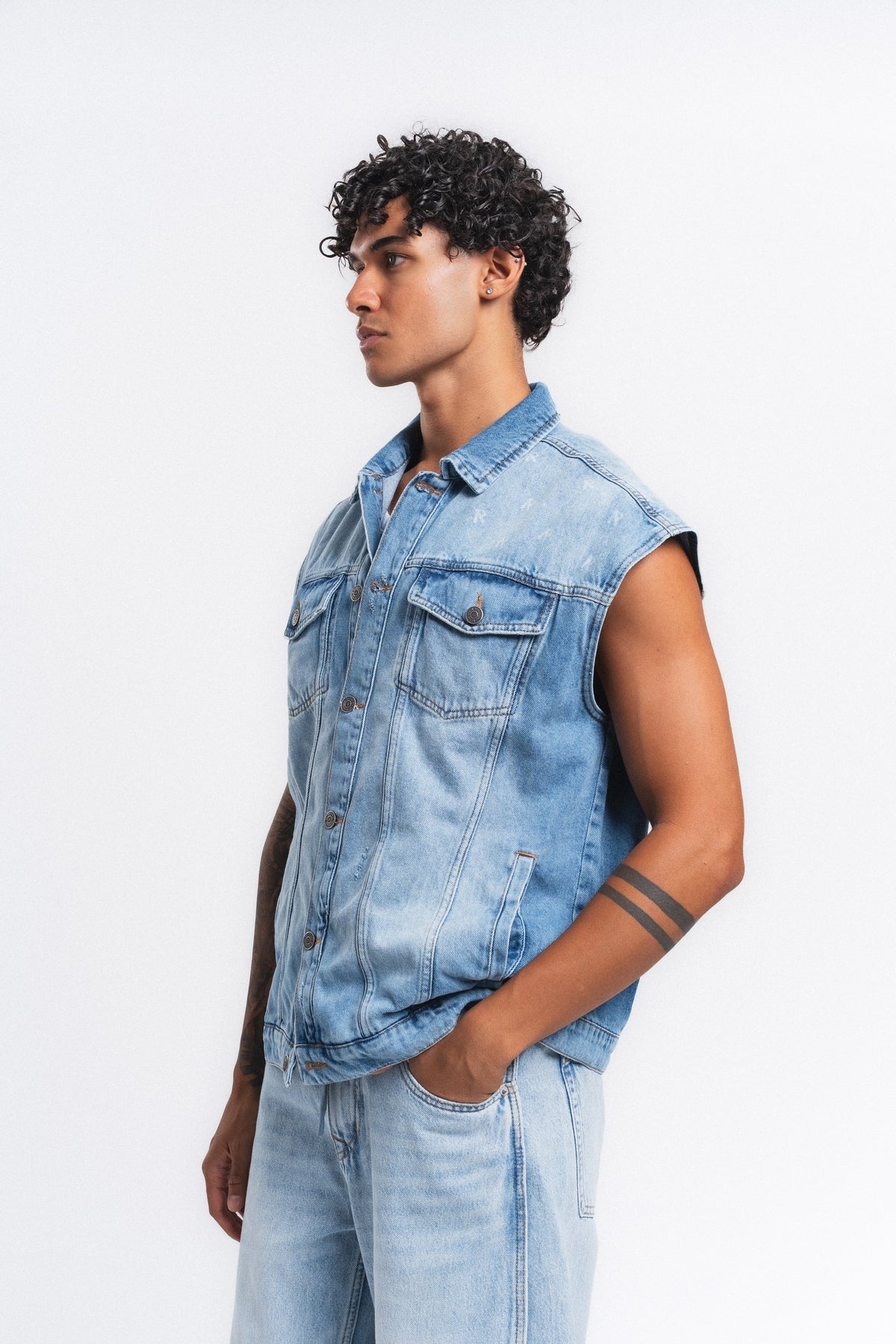 Rogue Kolsuz Denim Yelek Mavi ürün görseli 14