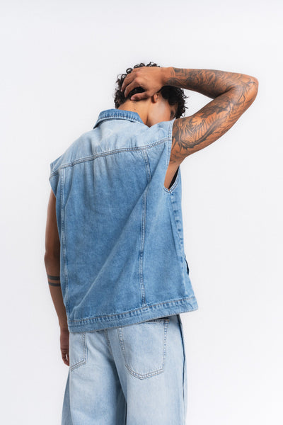 Rogue Kolsuz Denim Yelek Mavi ürün görseli 19