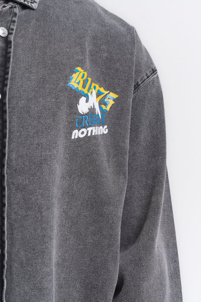 Canvas Baskılı Denim Gömlek Antrasit ürün görseli 1