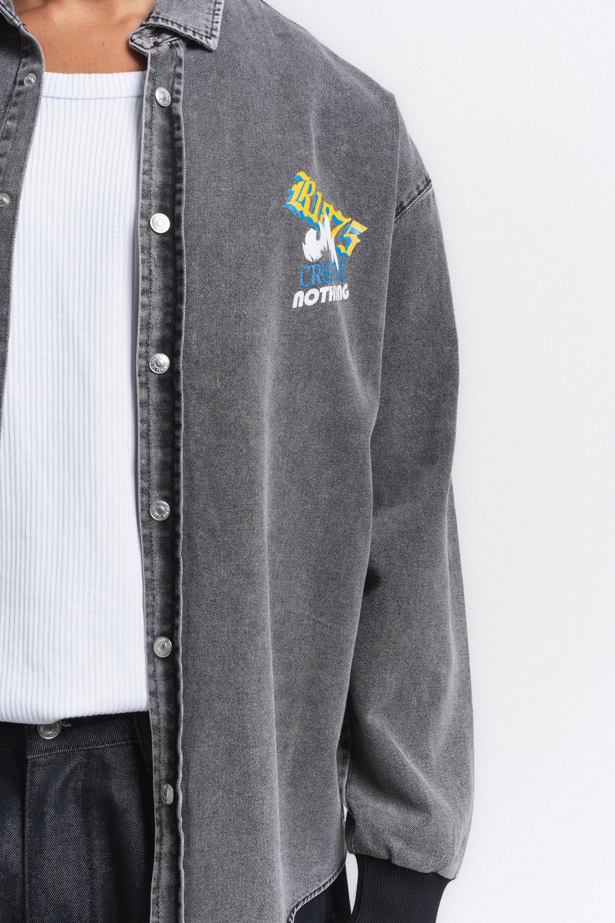 Canvas Baskılı Denim Gömlek Antrasit ürün görseli 2