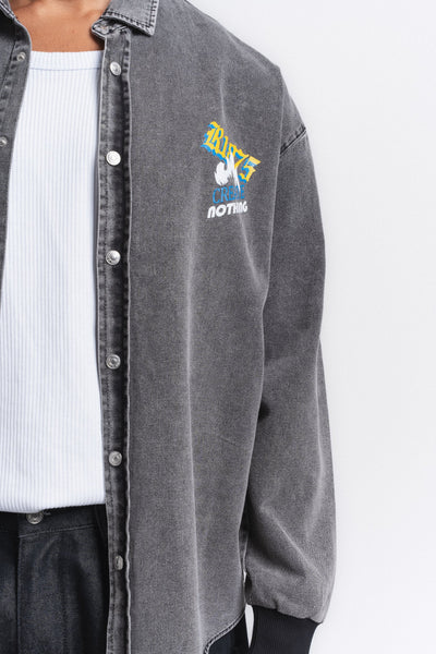 Canvas Baskılı Denim Gömlek Antrasit ürün görseli 2