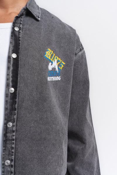 Canvas Baskılı Denim Gömlek Antrasit ürün görseli 15