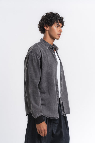 Canvas Baskılı Denim Gömlek Antrasit ürün görseli 18
