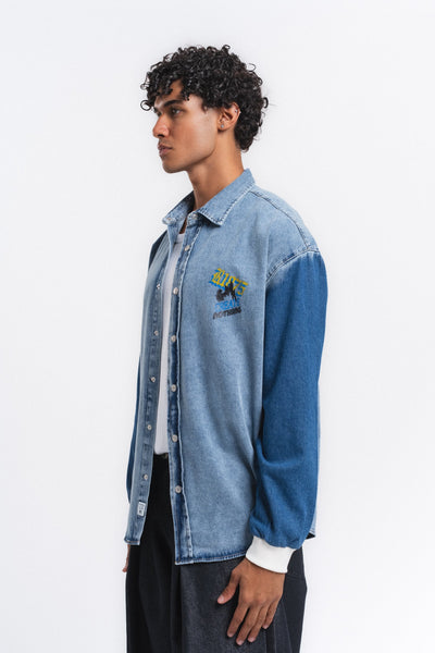 Canvas Baskılı Denim Gömlek Mavi ürün görseli 1