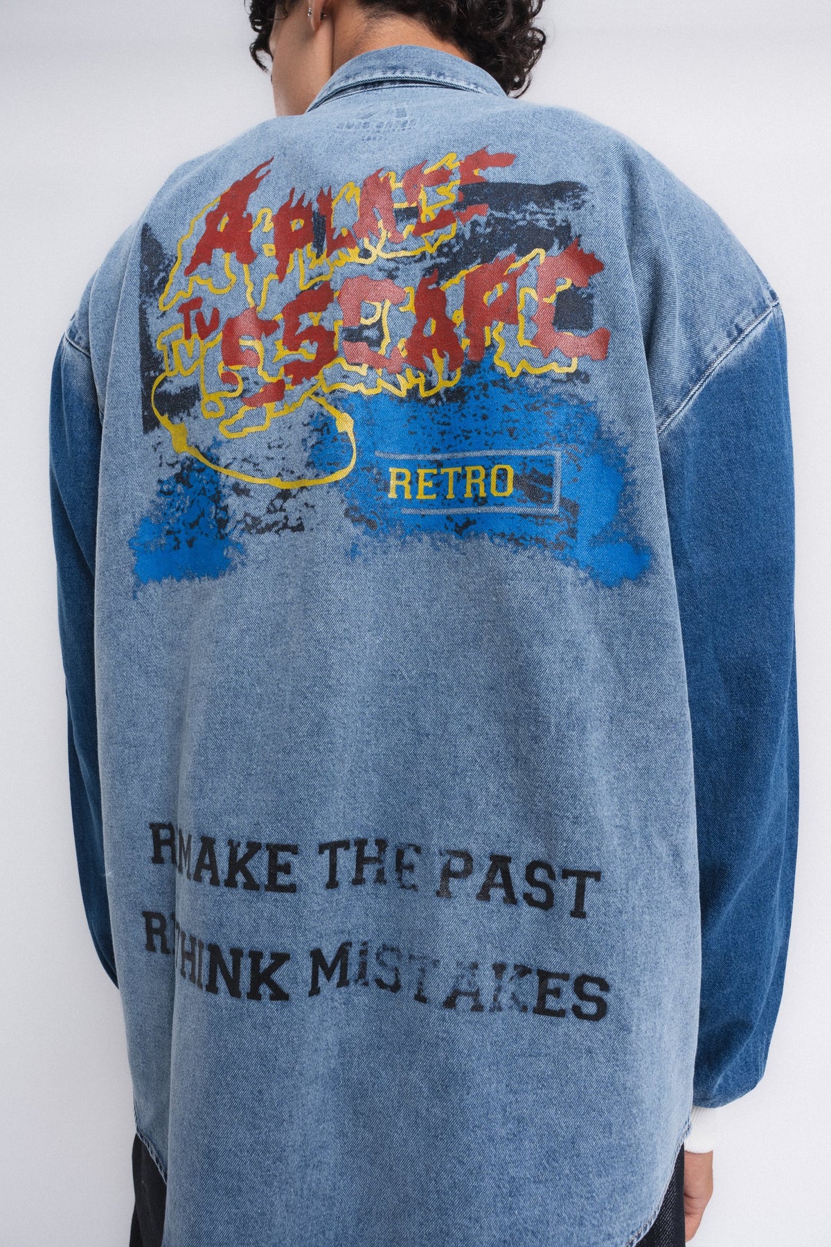 Canvas Baskılı Denim Gömlek Mavi ürün görseli 2