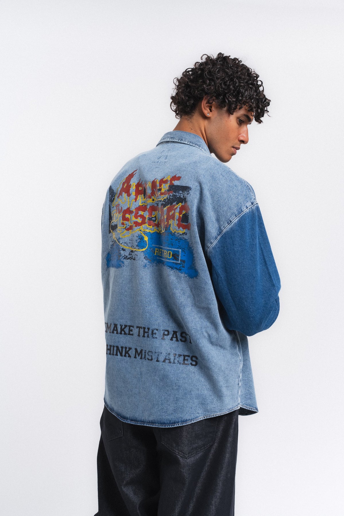 Canvas Baskılı Denim Gömlek Mavi ürün görseli 3