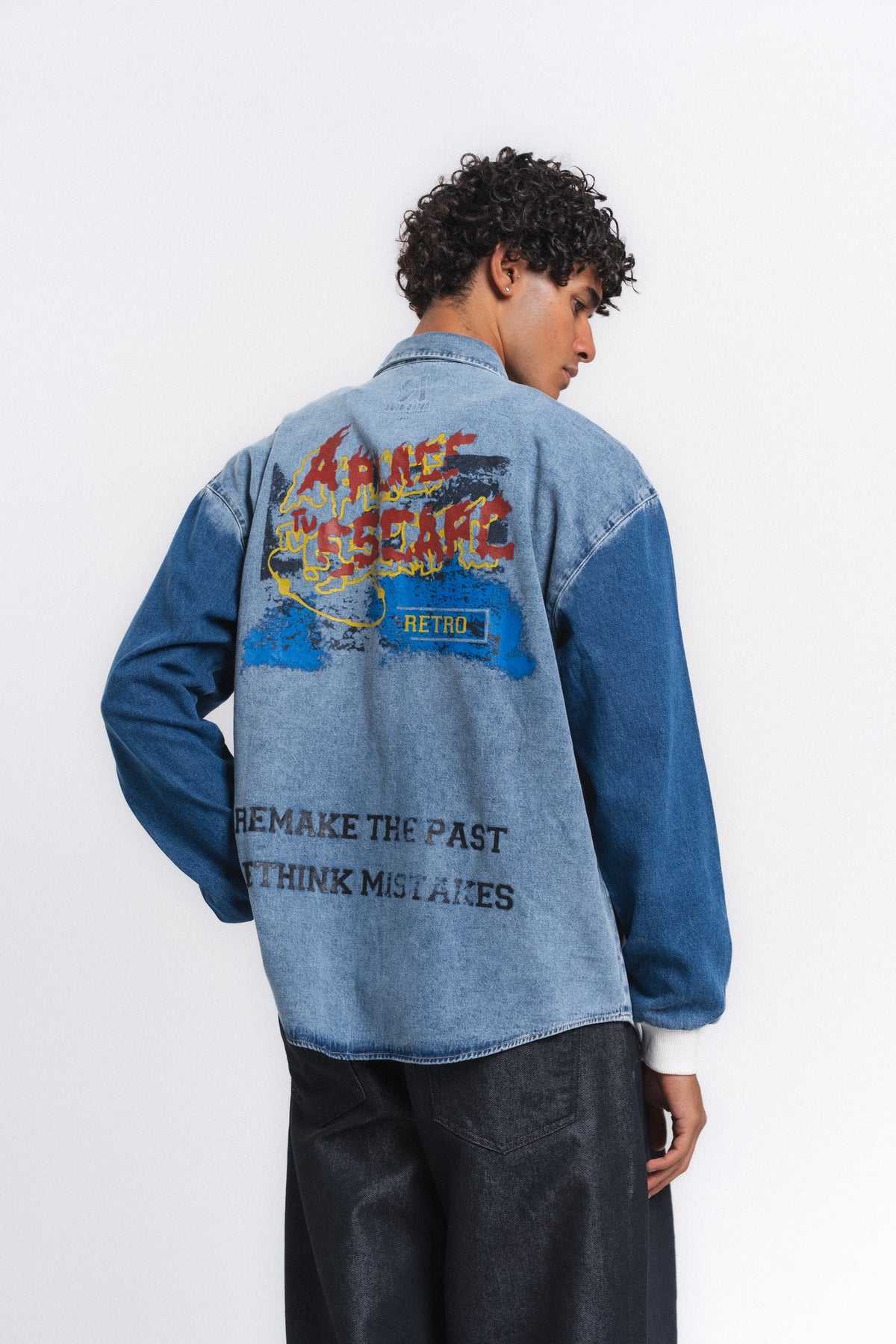 Canvas Baskılı Denim Gömlek Mavi ürün görseli 4