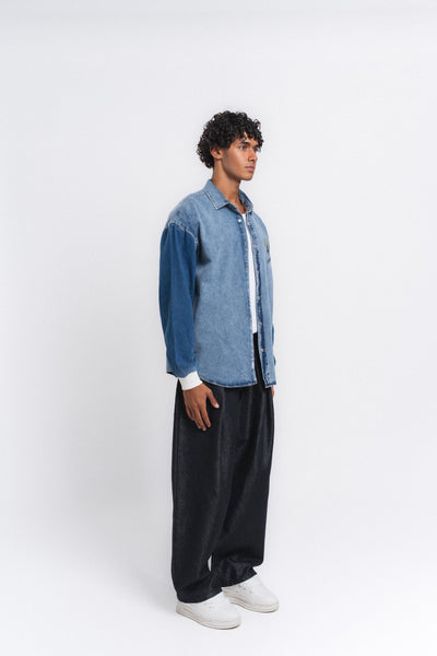 Canvas Baskılı Denim Gömlek Mavi ürün görseli 6