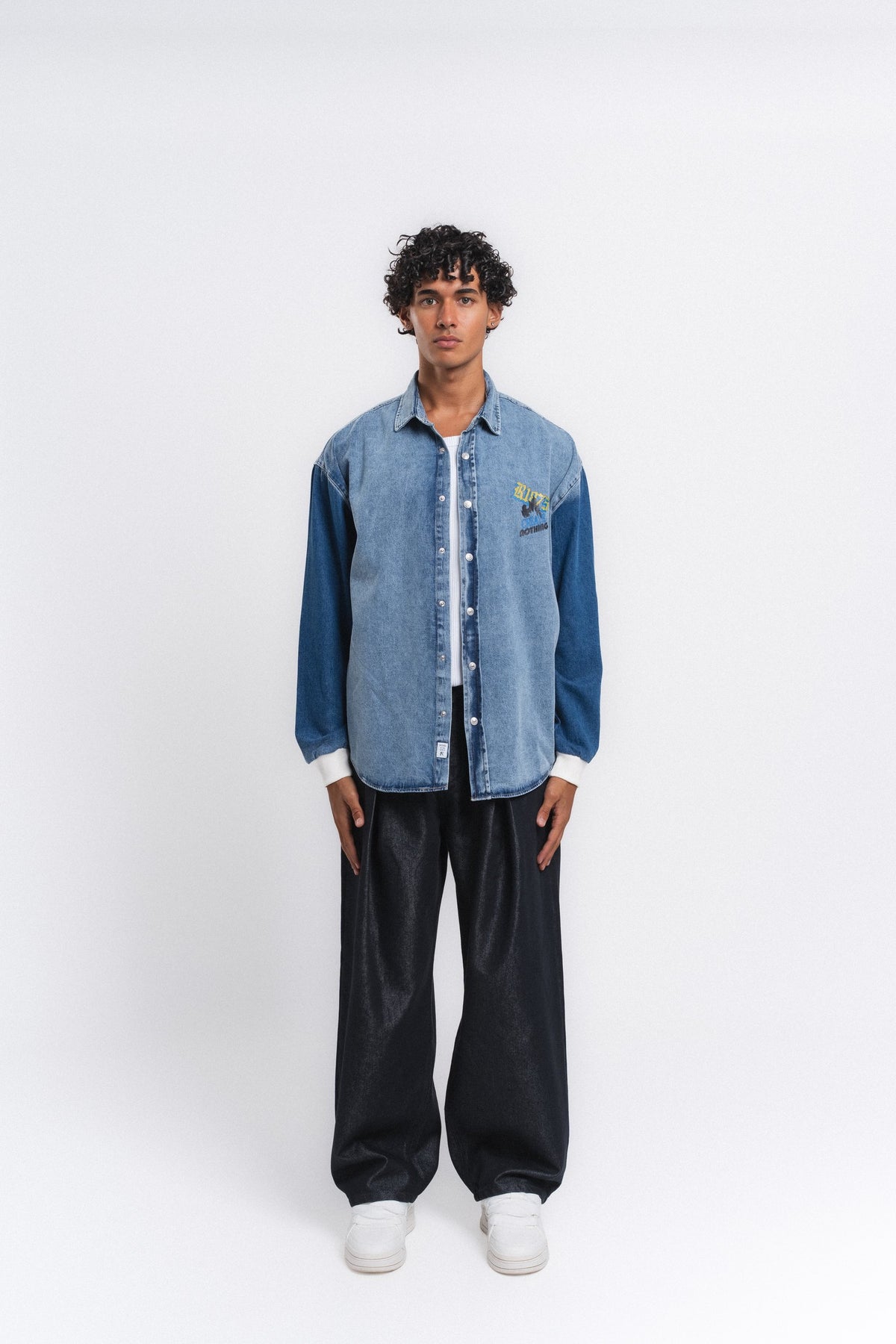 Canvas Baskılı Denim Gömlek Mavi ürün görseli 7