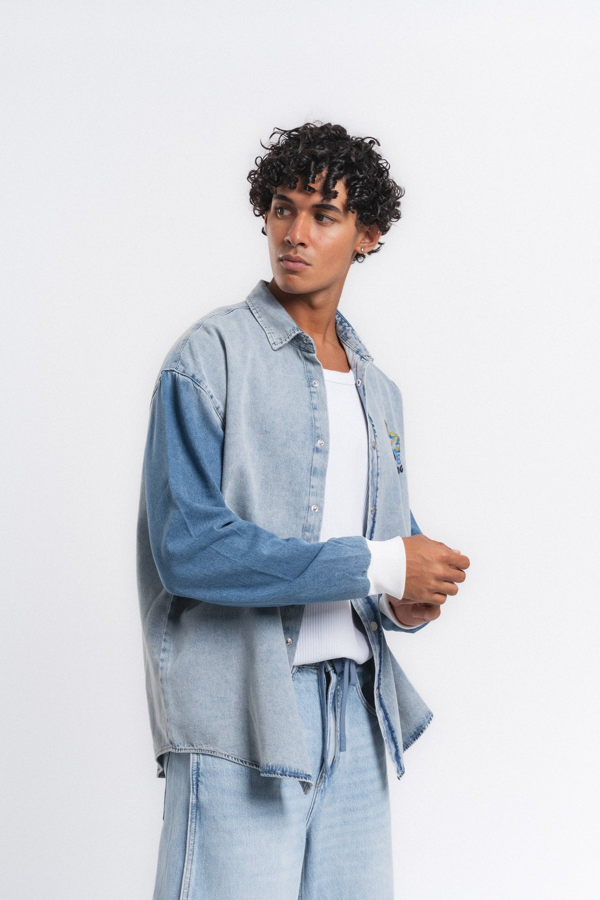 Canvas Baskılı Denim Gömlek Mavi ürün görseli 18