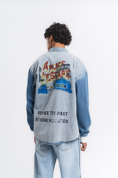 Canvas Baskılı Denim Gömlek Mavi ürün görseli 21