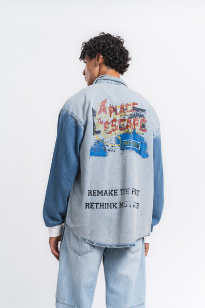 Canvas Baskılı Denim Gömlek Mavi ürün görseli 24