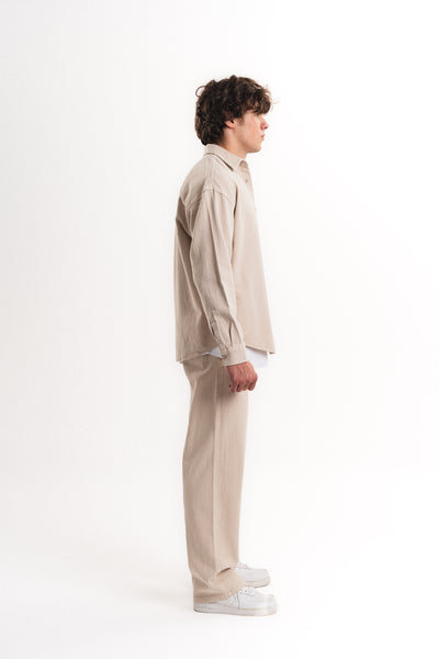 Oversize Gabardin Gömlek - Bej