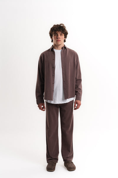 Oversize Gabardin Gömlek - Kahverengi