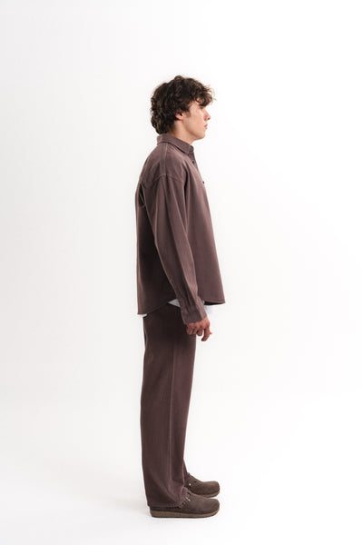 Oversize Gabardin Gömlek - Kahverengi