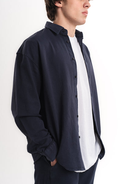 Oversize Gabardin Gömlek - Lacivert