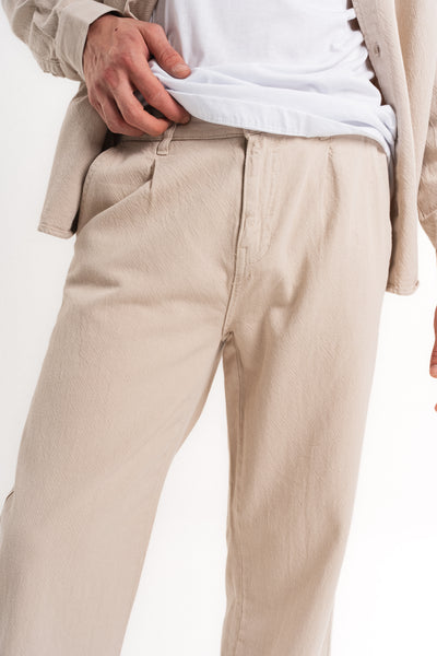 Baggy Gabardin Pantolon Bej