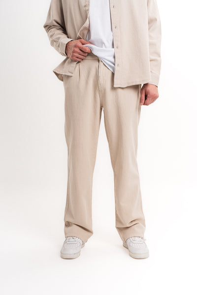Baggy Gabardin Pantolon Bej